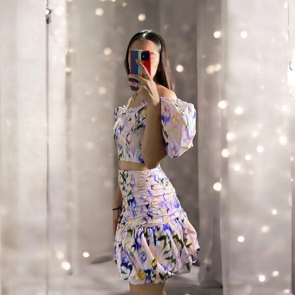 NWT Elliatt Remy Linen Off Shoulder Top and Mini Skirt Set - Picture 11 of 12